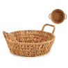 HIGH ROUND STRAW CENTERPIECE DISH W HANDLE
