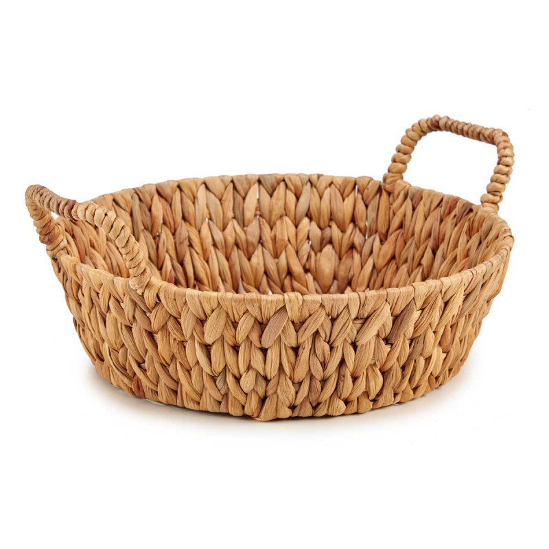 HIGH ROUND STRAW CENTERPIECE DISH W HANDLE