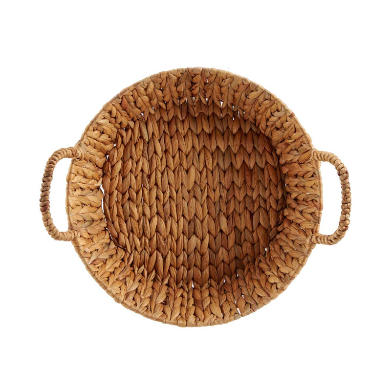 HIGH ROUND STRAW CENTERPIECE DISH W HANDLE