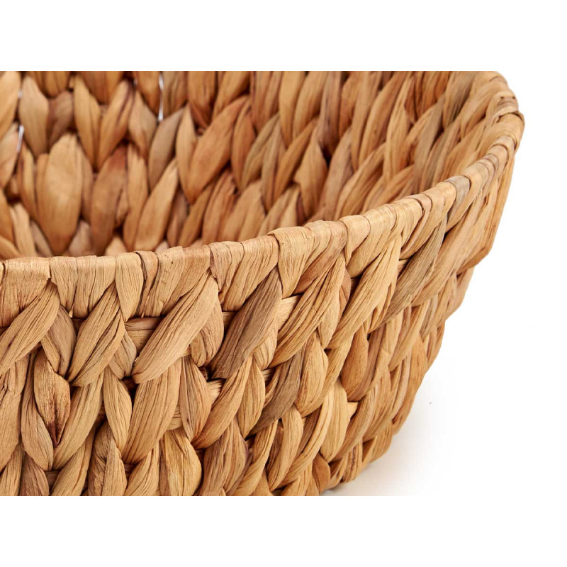 HIGH ROUND STRAW CENTERPIECE DISH W HANDLE