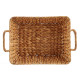 HIGH RECTANGULAR STRAW CENTERPIECE DISH W HANDLE