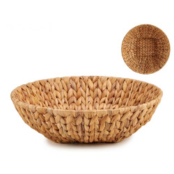 HIGH MEDIUM ROUND STRAW CENTERPIECE DISH W HANDLE 