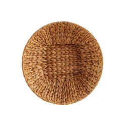 HIGH MEDIUM ROUND STRAW CENTERPIECE DISH W HANDLE 