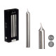 SET 8 LARGE SILVER CANDLES 20 CM 8 HOURS