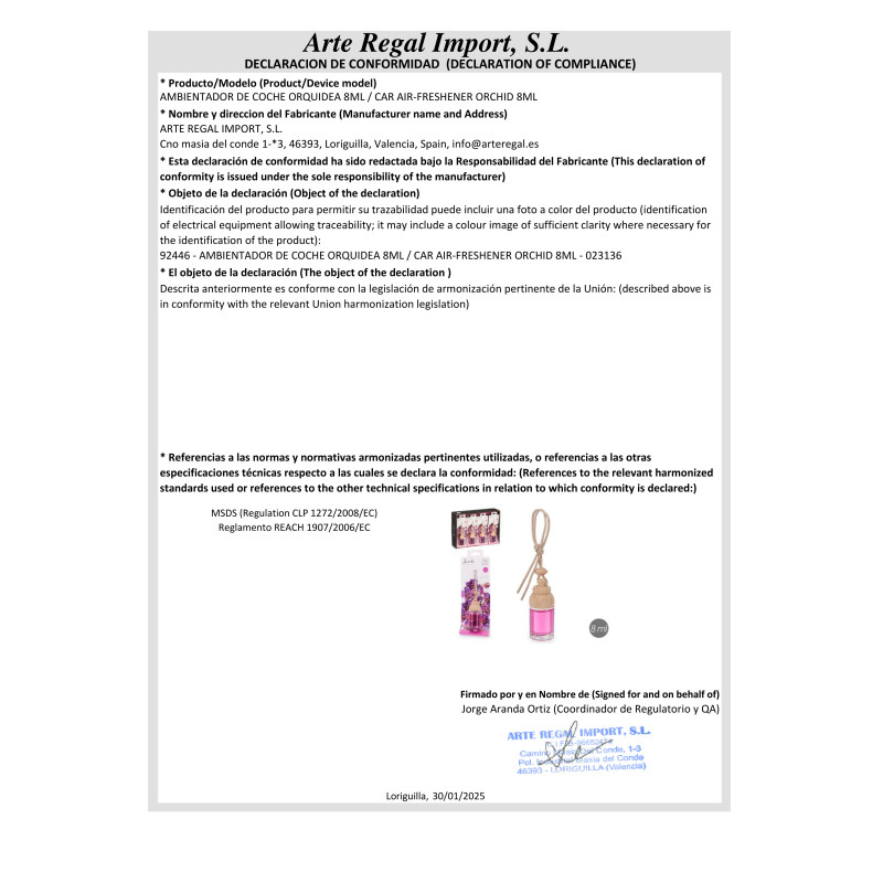 CAR AIR-FRESHENER ORCHID 8ML