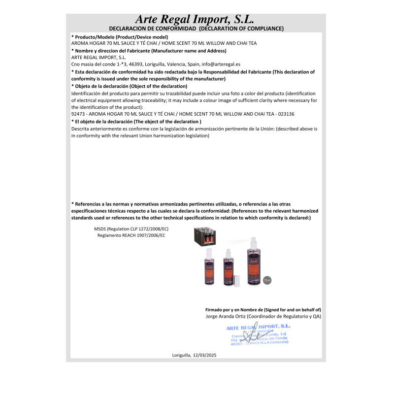 DIFUSOR EM SPRAY 70 ML SALGUEIRO E CHAI