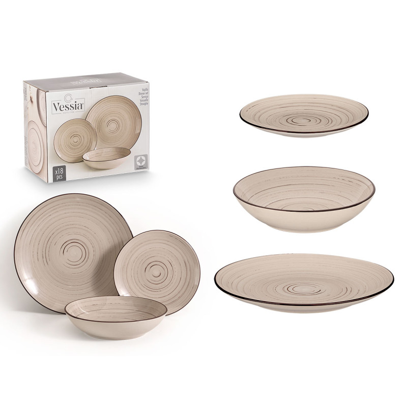 SERVIÇO DE MESA 18 PEÇAS ESPIRAL COR TERRA