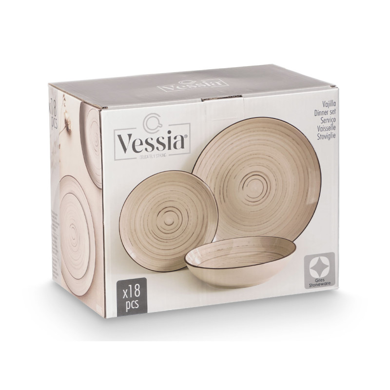 SERVIÇO DE MESA 18 PEÇAS ESPIRAL COR TERRA