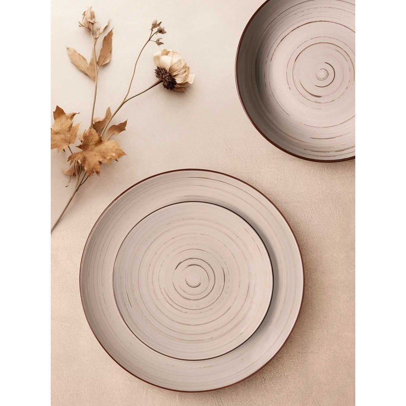 SERVIÇO DE MESA 18 PEÇAS ESPIRAL COR TERRA