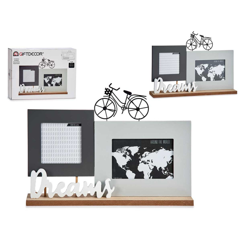 TRIPLE WOOD PHOTO HOLDER DREAMS BICYCLE 