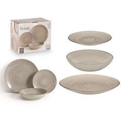 SET 18PCS TABLEWARE GRAY SPIRAL