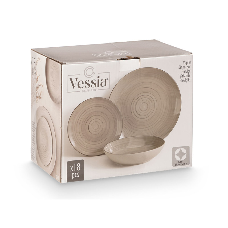 SET 18PCS TABLEWARE GRAY SPIRAL