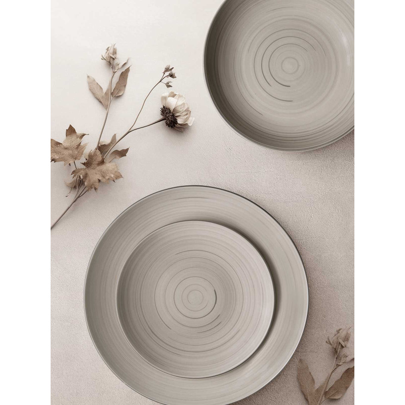 SET 18PCS TABLEWARE GRAY SPIRAL