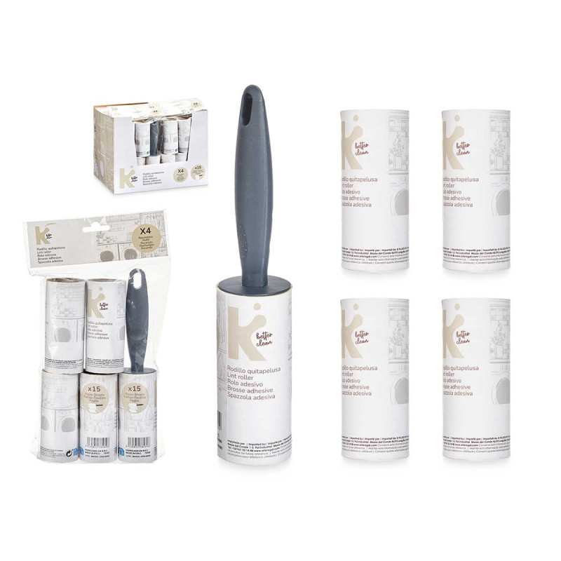 SET LINT REMOVER ROLL,4 REPLACEMENTS 15 SHEETS