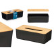 BLACK TISSUE HOLDER BAMBOO LID 26CM