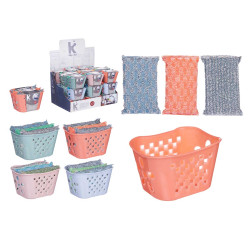 SPUGNE CON CESTINO SET 3 COLORI METALLO ASSORT