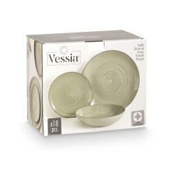 SERV. PIATTI 18 PZ SPIRALE VERDE OLIVA 