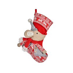 CALCETIN NAVIDEÑO RATON GRIS 50CM