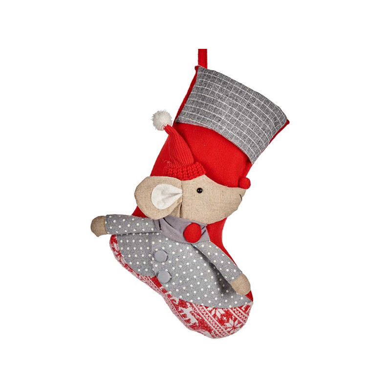 CALCETIN NAVIDEÑO RATON ROJO 50CM