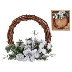 COURONNE DE NOEL 30,48CM ARGENTE