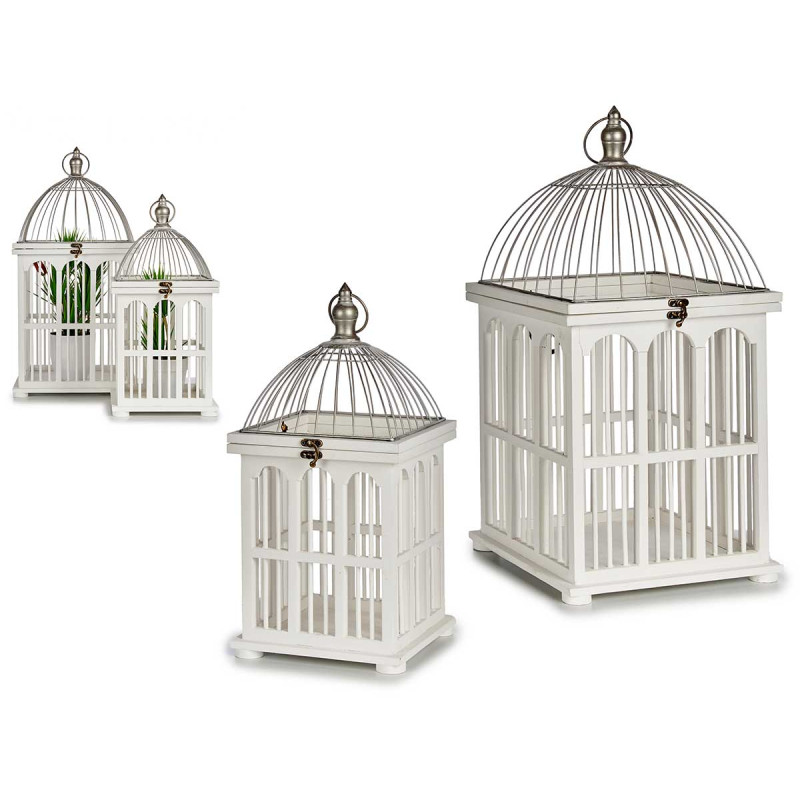 SET 2 CELLE LEGNO BIANCO QUADRATO