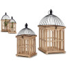 SET 2 CAGES BOIS NATUREL CARRE