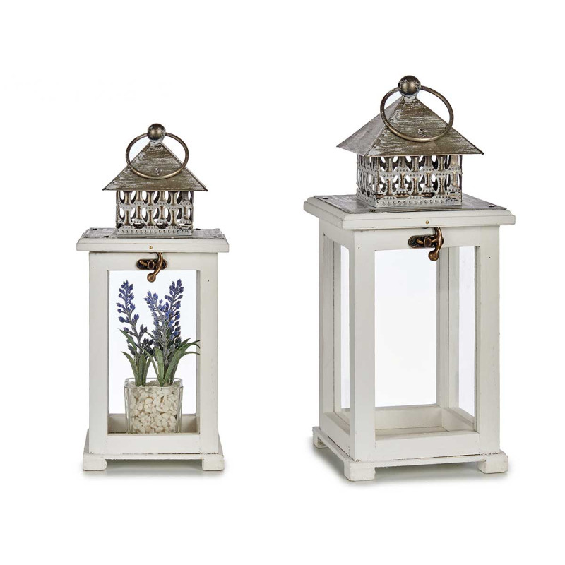 WHITE REJILLA SQUARE WOODEN LAMP