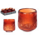 CANDLEHOLDER LARGE RUSSET CIRCLE STRIPE