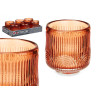 CANDLEHOLDER SMALL RUSSET CIRCLE STRIPE