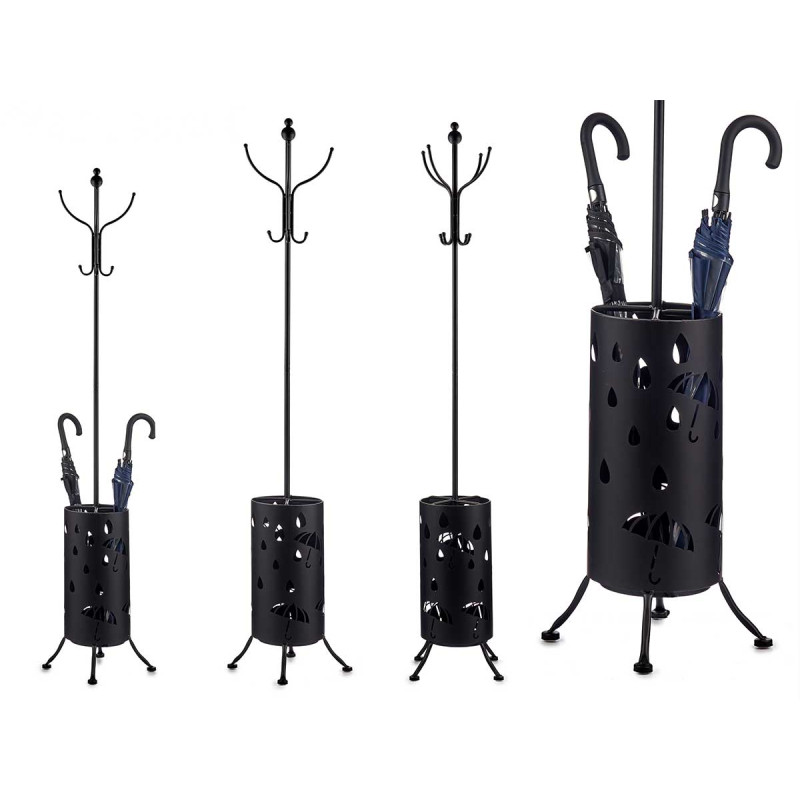 CABIDE COM PORTA GUARDA CHUVA METAL REDOND PRETO 