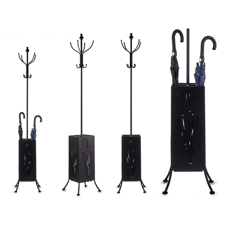 CABIDE COM PORTA GUARDA CHUVA METAL QUAD PRETO 