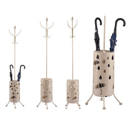 CABIDE COM PORTA GUARDA CHUVA METAL REDOND CREME 