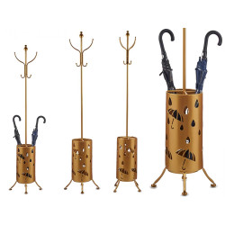 CABIDE COM PORTA GUARDA CHUVA METAL REDON DOURADO 