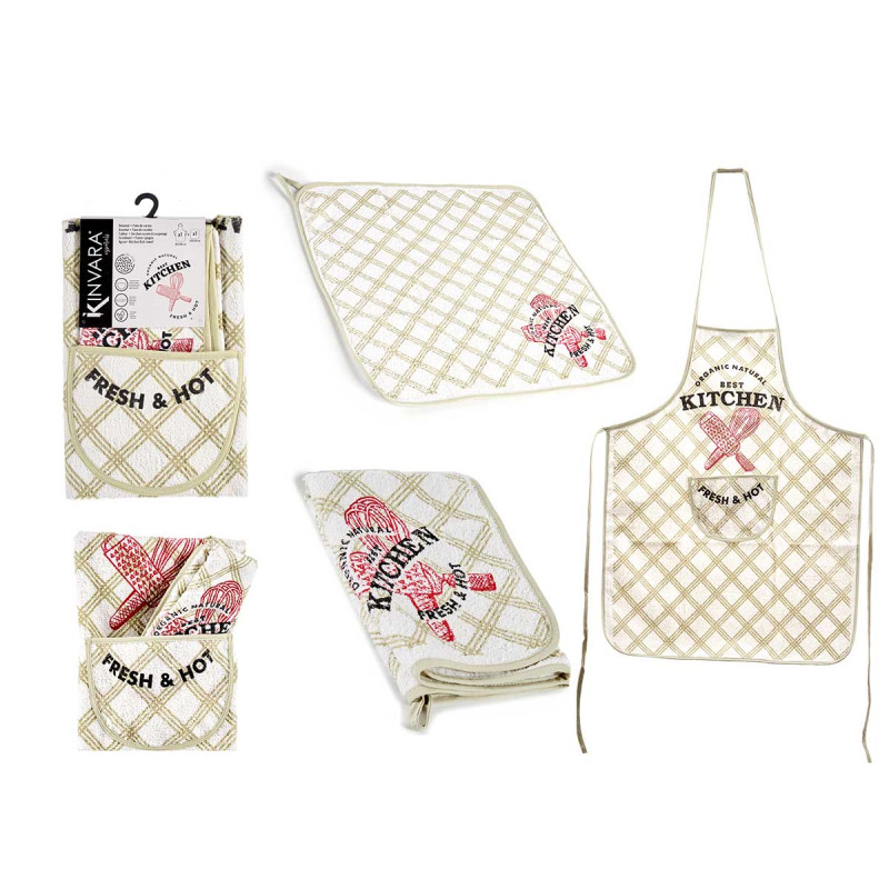 TABLIER TORCHON CUISINE TISSU EPONGE FRESH