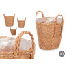 SET 3 CONICAL ESPARTO BASKETS WITH HANDLES