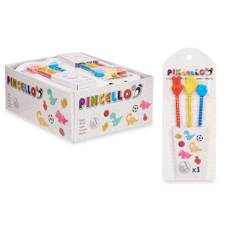 SET 3 CRAYONS AVEC GOMME DOIGTS ASSORT 2