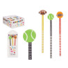 SET 3 PENCILS WITH ERASER SPORTS ASSORT 2