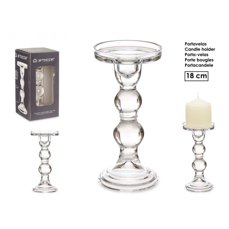 CANDELABRO A SFERA DI CRISTALLO L 18CM