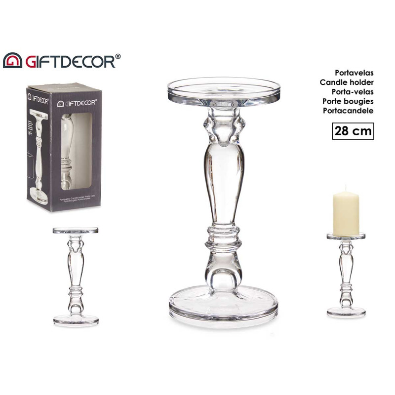 CANDELABRO CRISTAL ANILLO M 28CM