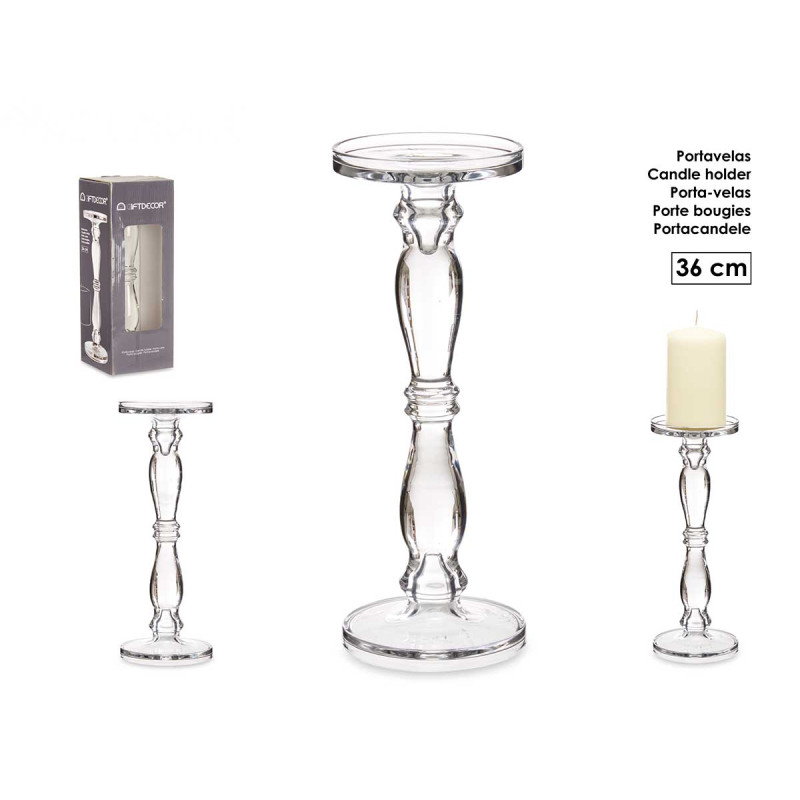 CANDELABRO CRISTAL ANILLO L 36CM