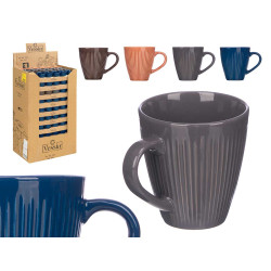 CANECA CERAMICA RISCAS 9CM CORES ESCURAS SORT 4