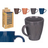 CERAMIC MUG STRIPES 9CM DARK COLOURS ASSORT 4