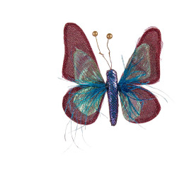 FARFALLA TESSUTO BLU E ROSA 15CM