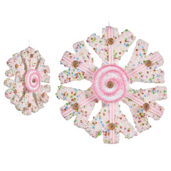 FLOCO DE NEVE ROSA 17CM