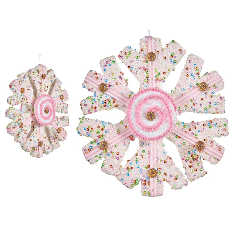 FLOCO DE NEVE ROSA 17CM
