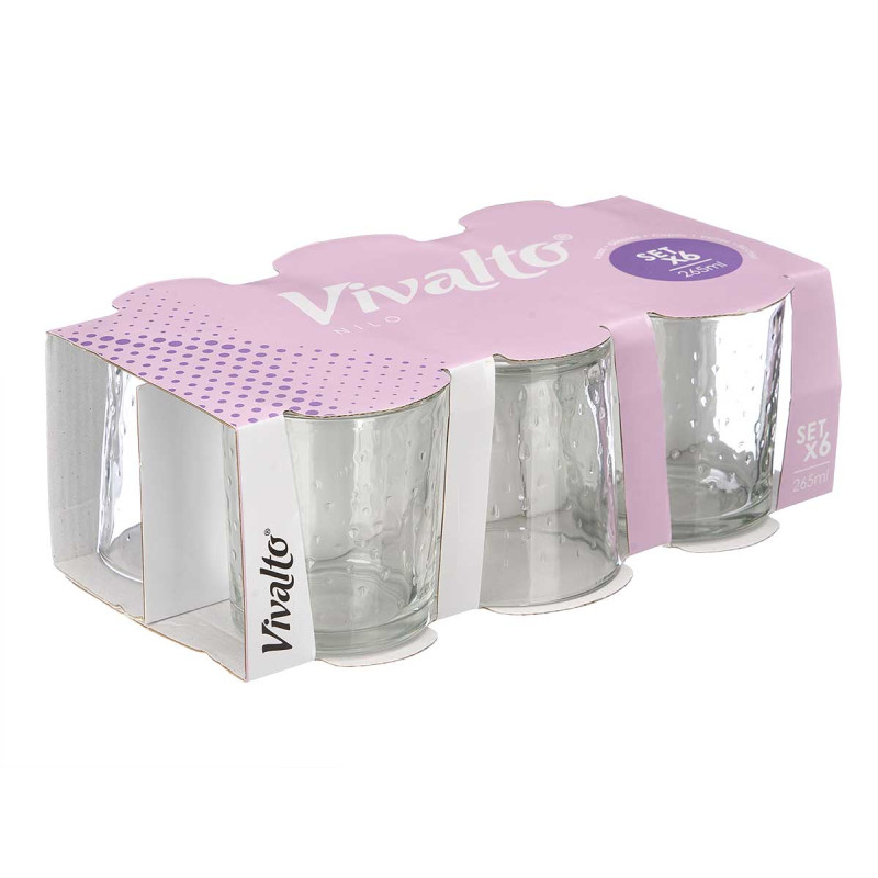 SET 6 GLASSES 265ML DOTS NILO