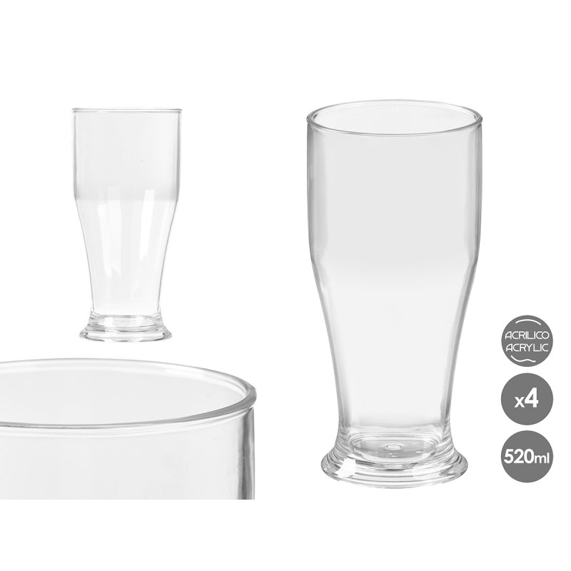 SET 4 BICCHIERI DA BIRRA IN ACRILICO 520ML