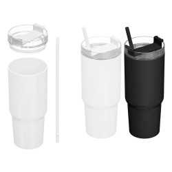 VERRE À PAILLE 750ML ASSORT 2 BLANC NOIR