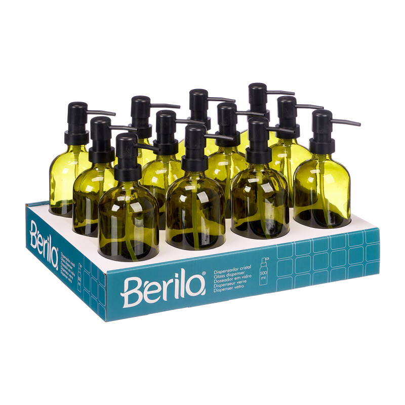 DOSEADOR EM VIDRO REDONDO VERDE 500ML