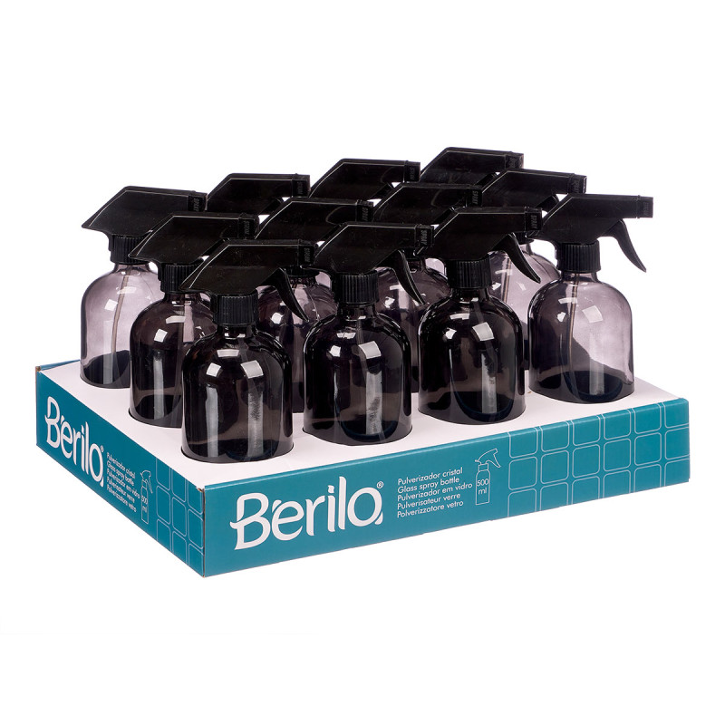 PULVERIZADOR EM VIDRO REDONDO CINZENTO 500ML